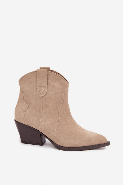 Stivaletti cowboy slip-on in suede sintetico color avorio Beretta