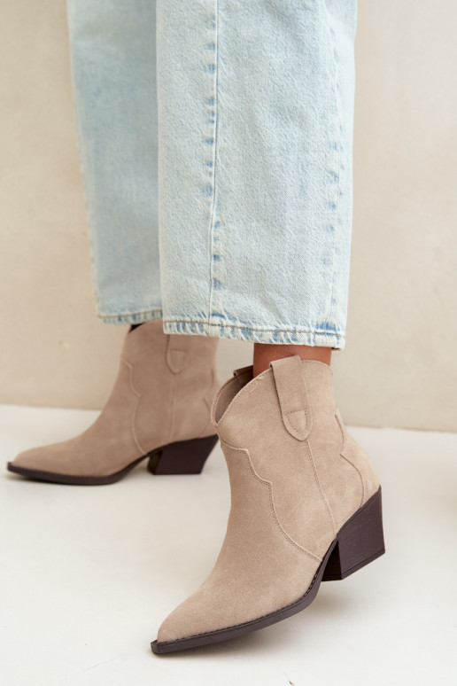 Stivaletti cowboy slip-on in suede sintetico color avorio Beretta