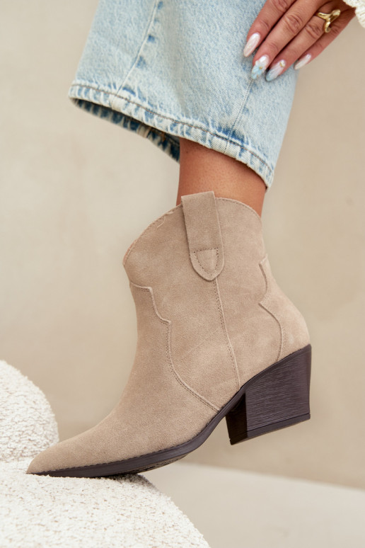 Stivaletti cowboy slip-on in suede sintetico color avorio Beretta