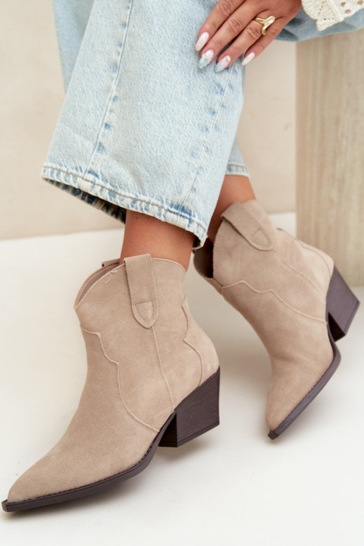 Stivaletti cowboy slip-on in suede sintetico color avorio Beretta