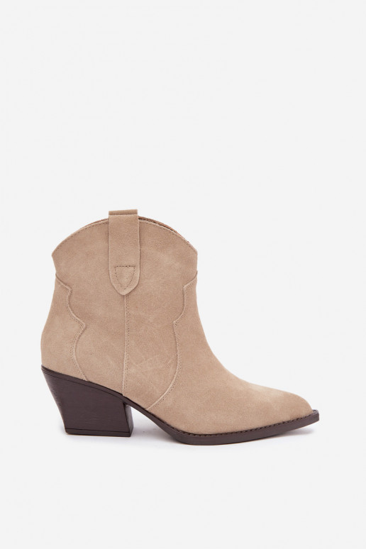 Stivaletti cowboy slip-on in suede sintetico color avorio Beretta
