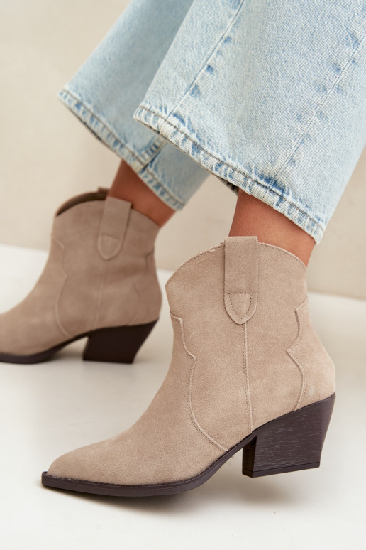 Stivaletti cowboy slip-on in suede sintetico color avorio Beretta