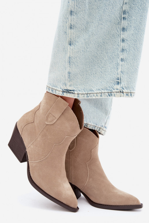 Stivaletti cowboy slip-on in suede sintetico color avorio Beretta