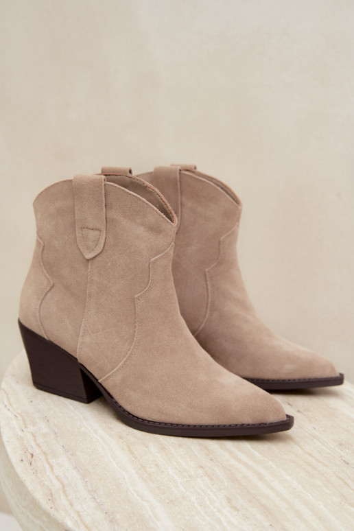 Stivaletti cowboy slip-on in suede sintetico color avorio Beretta