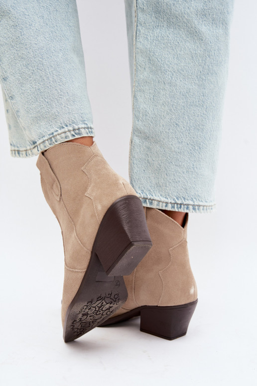 Stivaletti cowboy slip-on in suede sintetico color avorio Beretta