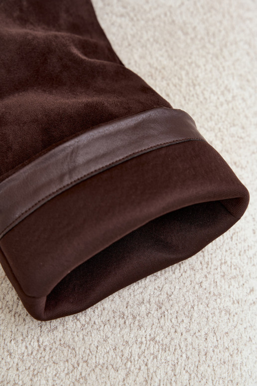 Stivali donna al ginocchio slip-on con tacco in suede sintetico color cioccolato Carmina