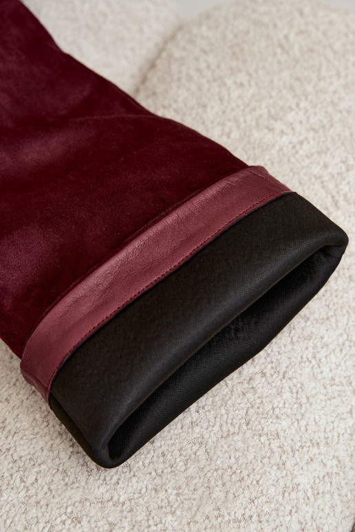 Stivali donna al ginocchio slip-on con tacco in suede sintetico color bordeaux Carmina