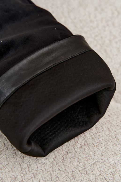 Stivali donna al ginocchio slip-on con tacco in suede sintetico color nero Carmina