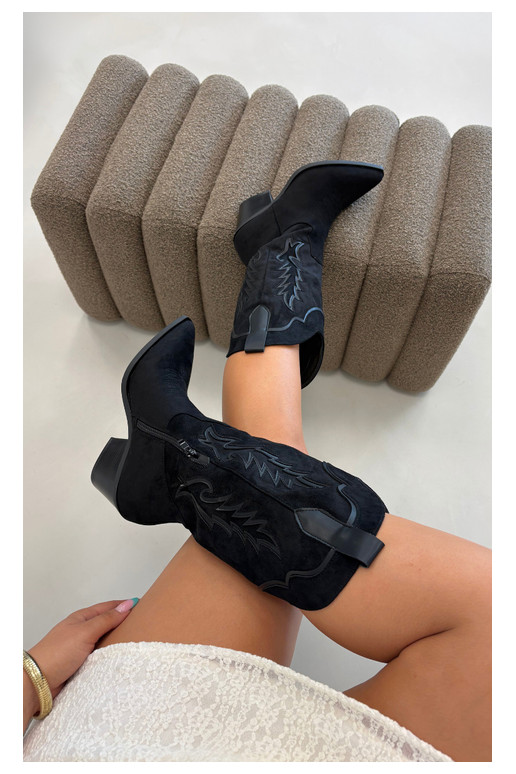 Stivali alti in stile cowboy neri Betina