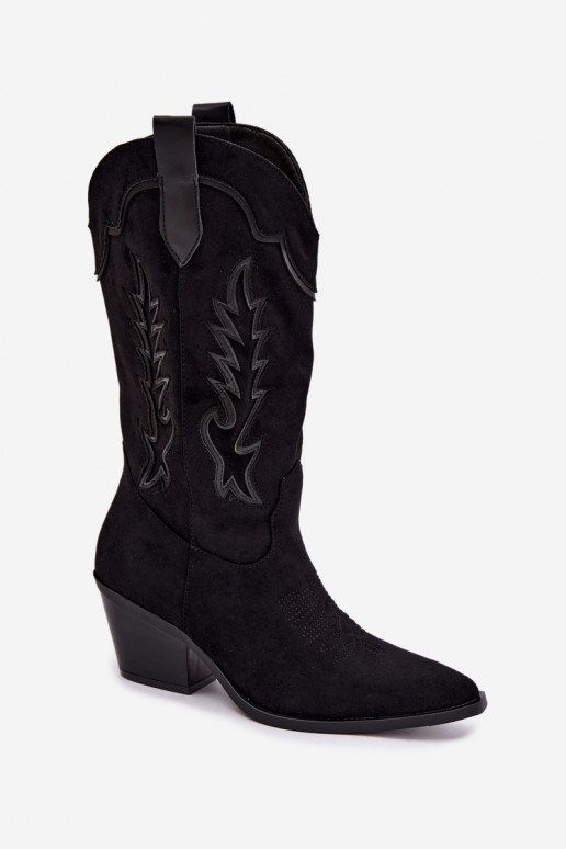Stivali alti in stile cowboy neri Betina
