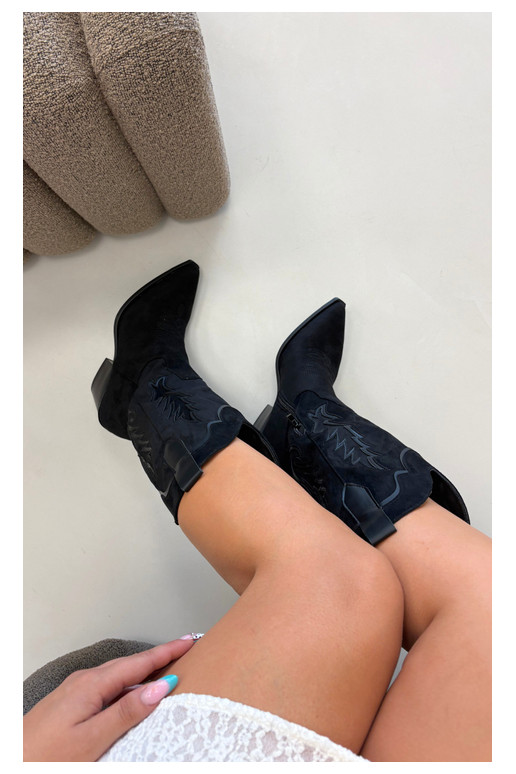Stivali alti in stile cowboy neri Betina