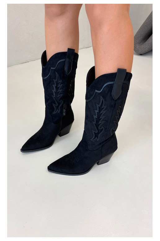 Stivali alti in stile cowboy neri Betina