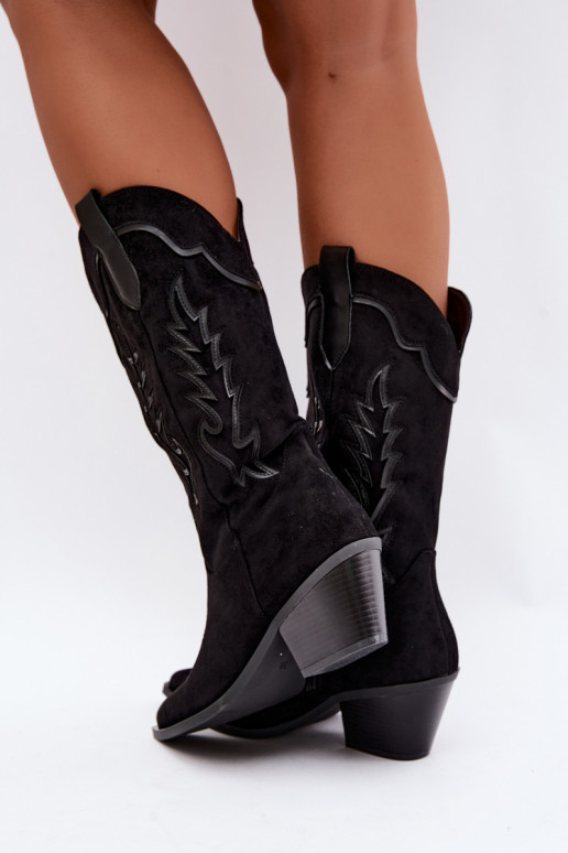 Stivali alti in stile cowboy neri Betina