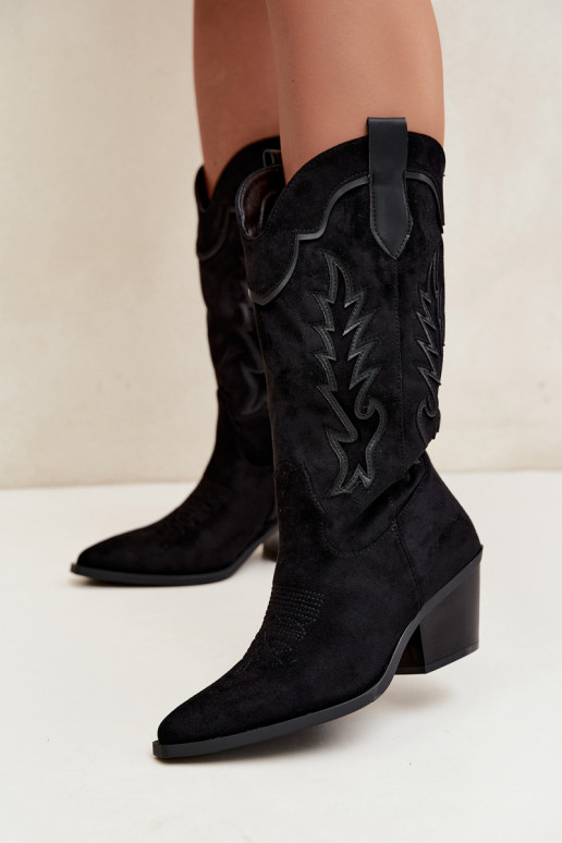 Stivali alti in stile cowboy neri Betina