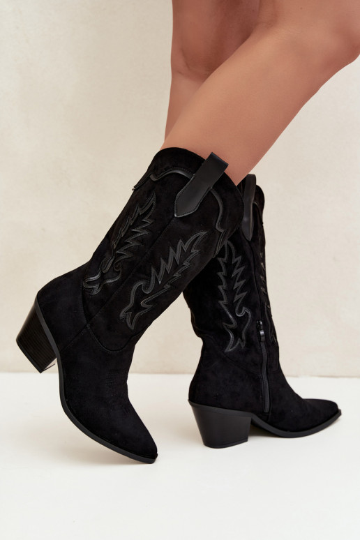 Stivali alti in stile cowboy neri Betina