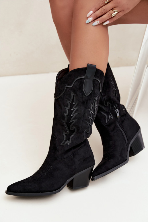 Stivali alti in stile cowboy neri Betina