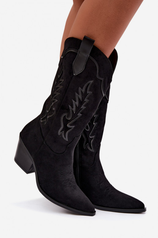 Stivali alti in stile cowboy neri Betina