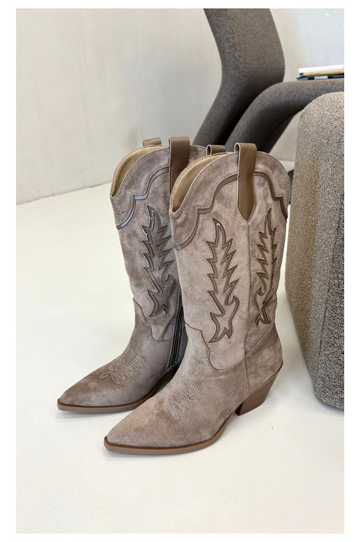 Stivali alti in stile cowboy khaki Betina