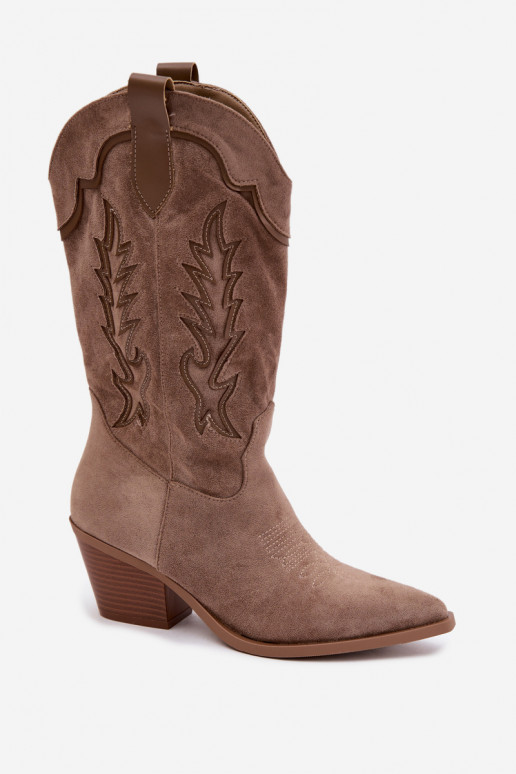 Stivali alti in stile cowboy khaki Betina
