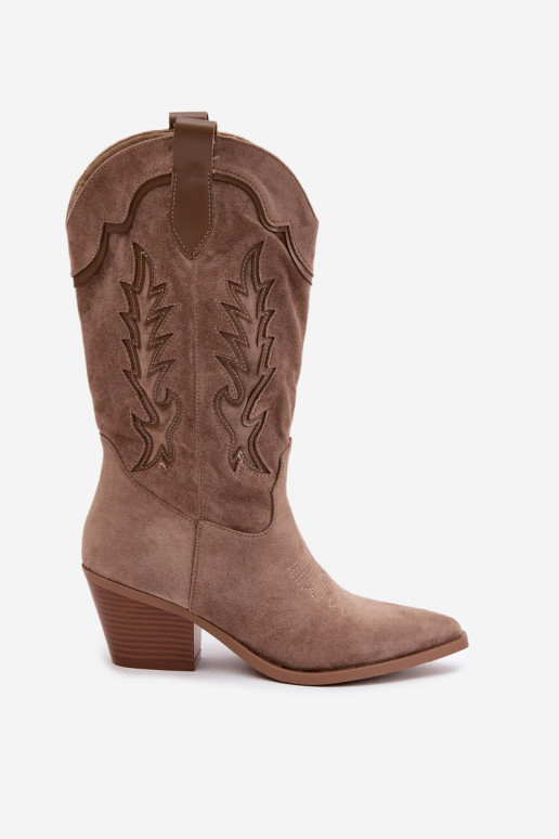Stivali alti in stile cowboy khaki Betina