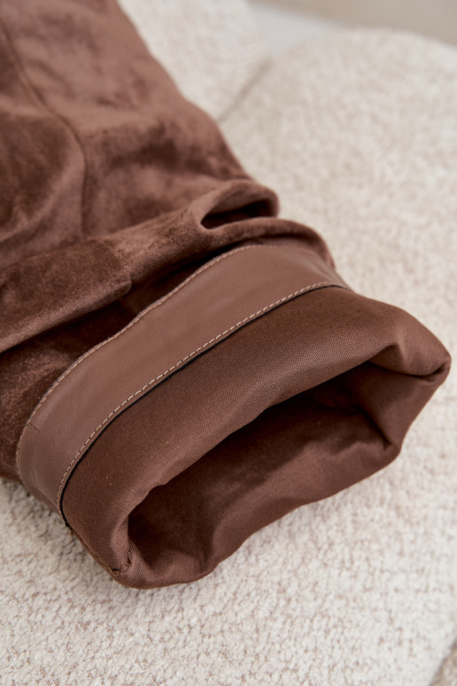 Stivali khaki stropicciati al ginocchio con tacco kitten in suede LoĮen
