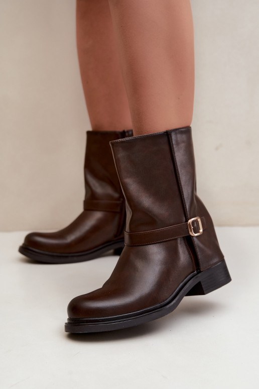 Stivaletti isolati da donna con fibbie in colore cioccolato Corley