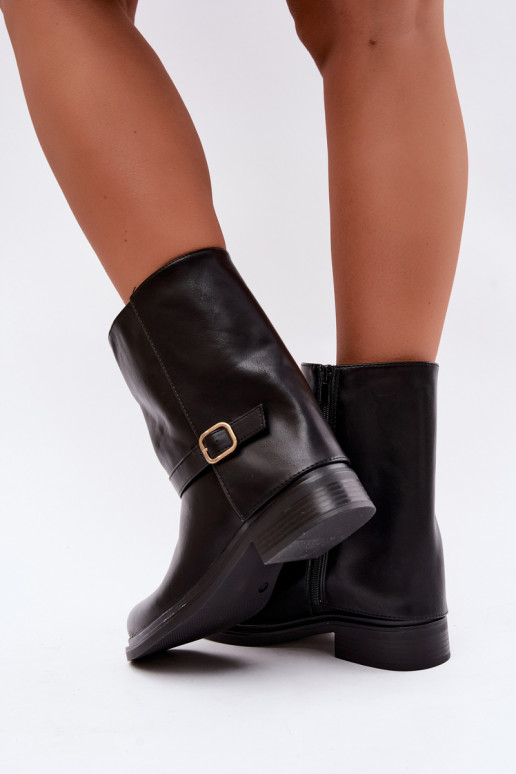 Stivaletti isolati da donna con fibbie in colore nero Corley