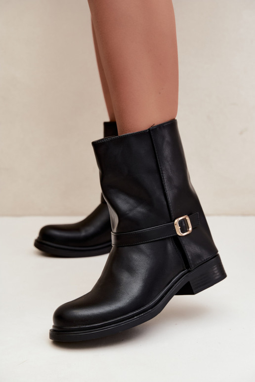 Stivaletti isolati da donna con fibbie in colore nero Corley