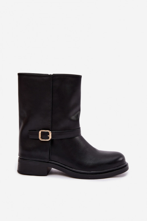 Stivaletti isolati da donna con fibbie in colore nero Corley