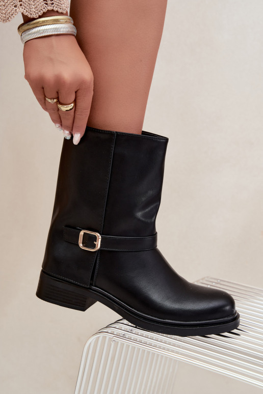 Stivaletti isolati da donna con fibbie in colore nero Corley