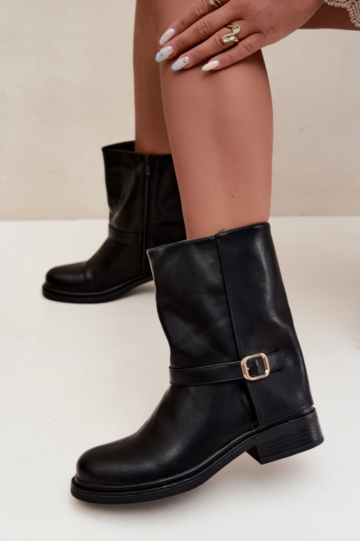 Stivaletti isolati da donna con fibbie in colore nero Corley