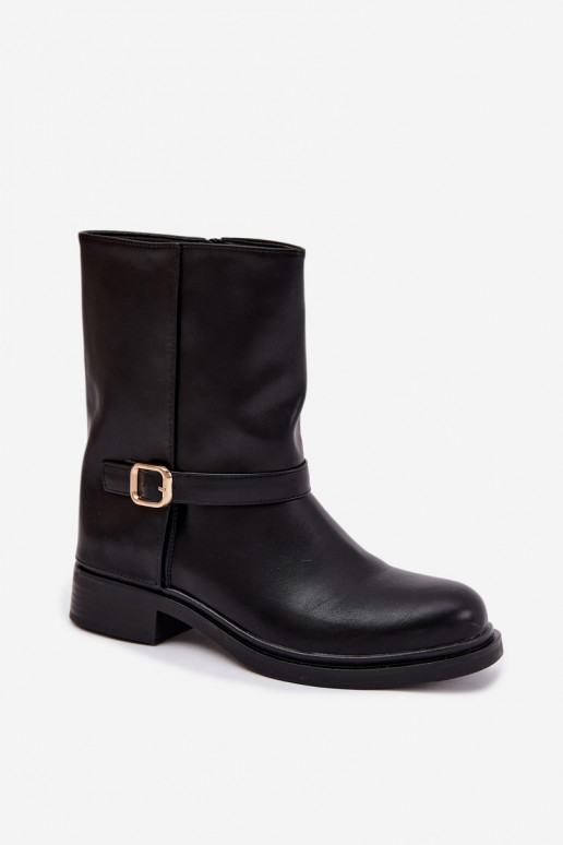 Stivaletti isolati da donna con fibbie in colore nero Corley