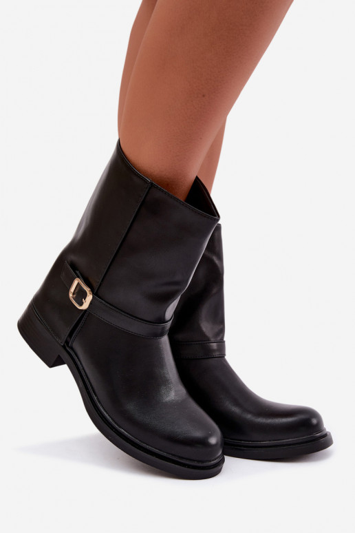 Stivaletti isolati da donna con fibbie in colore nero Corley
