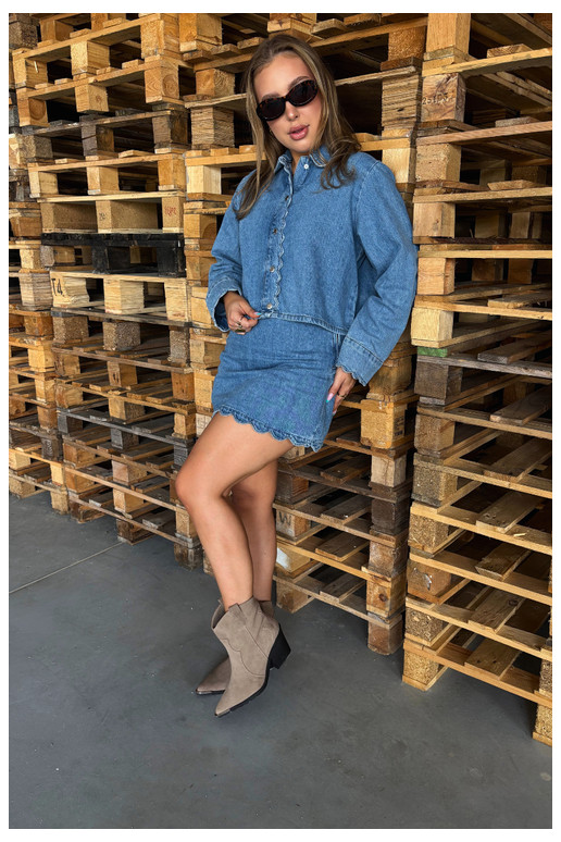 Stivali isolati in camoscio khaki in stile cowboy con tacco Pelsa