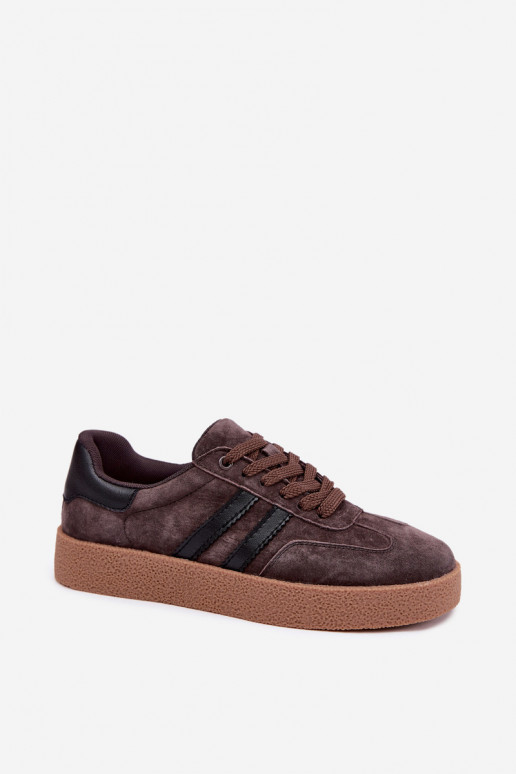 Sneakers da donna in suede sintetico color cioccolato Bellmont