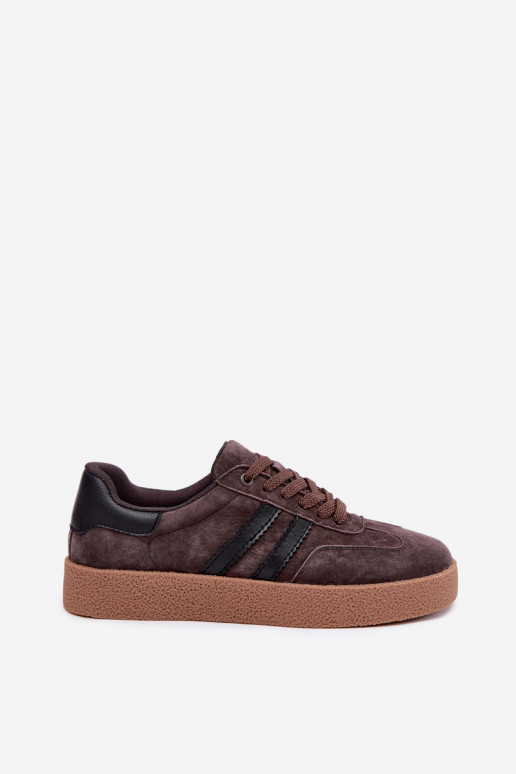 Sneakers da donna in suede sintetico color cioccolato Bellmont