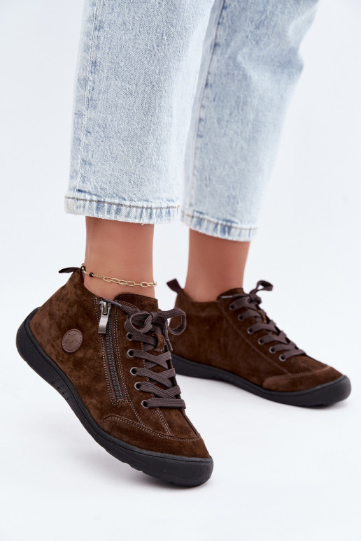 Scarpe da donna in suede sintetico color cioccolato Brindle