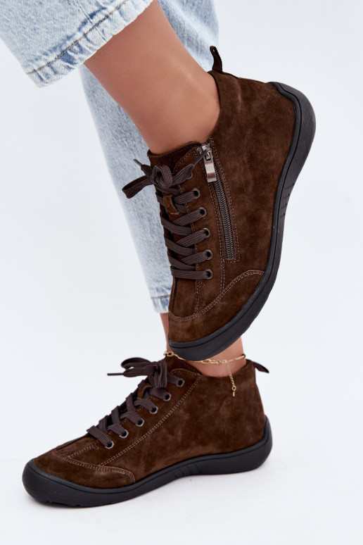 Scarpe da donna in suede sintetico color cioccolato Brindle