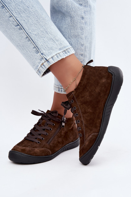 Scarpe da donna in suede sintetico color cioccolato Brindle