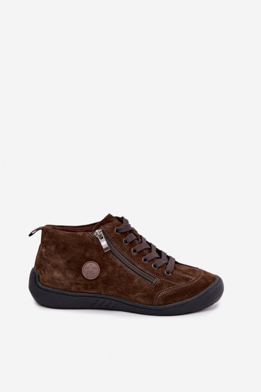 Scarpe da donna in suede sintetico color cioccolato Brindle