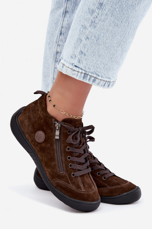 Scarpe da donna in suede sintetico color cioccolato Brindle