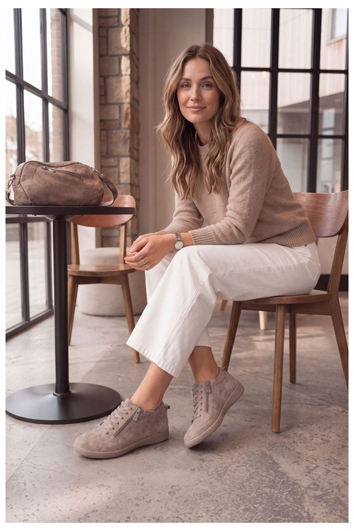 Scarpe da donna in suede sintetico color sabbia Brindle