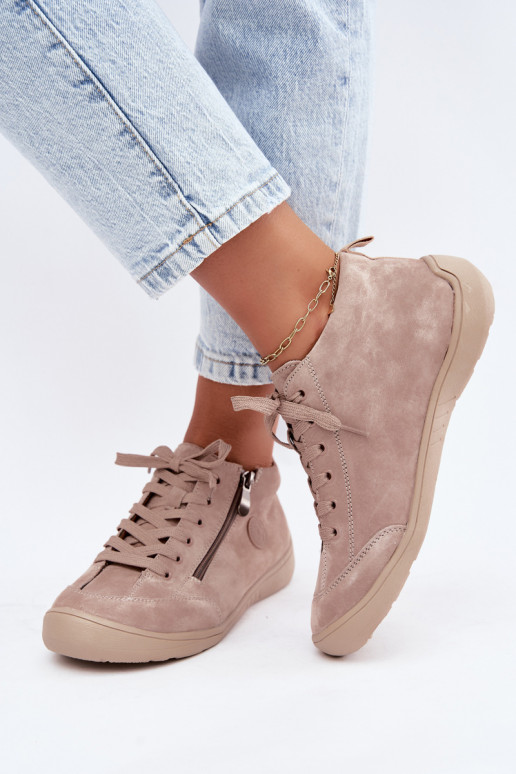Scarpe da donna in suede sintetico color sabbia Brindle
