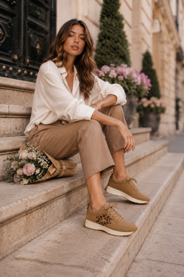 Sneakers da donna LOTTO 2401931U CALENTO in marrone con stampa leopardata