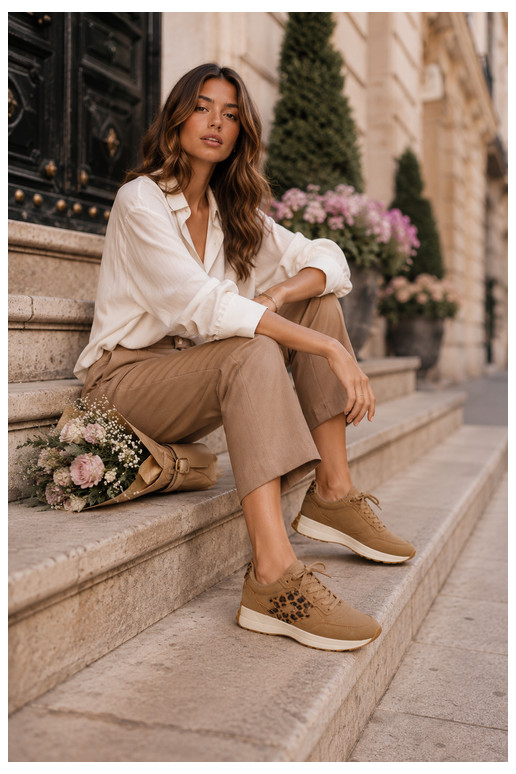Sneakers da donna LOTTO 2401931U CALENTO in marrone con stampa leopardata