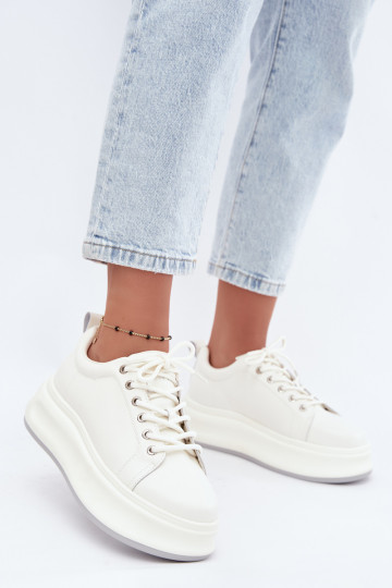 Sneakers bianche da donna con plateau GOE SS2N4021 2