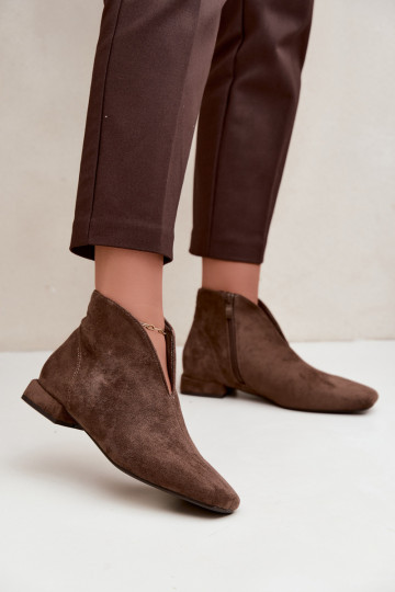Stivaletti khaki bassi Cut Out con tacchi larghi Canella 2