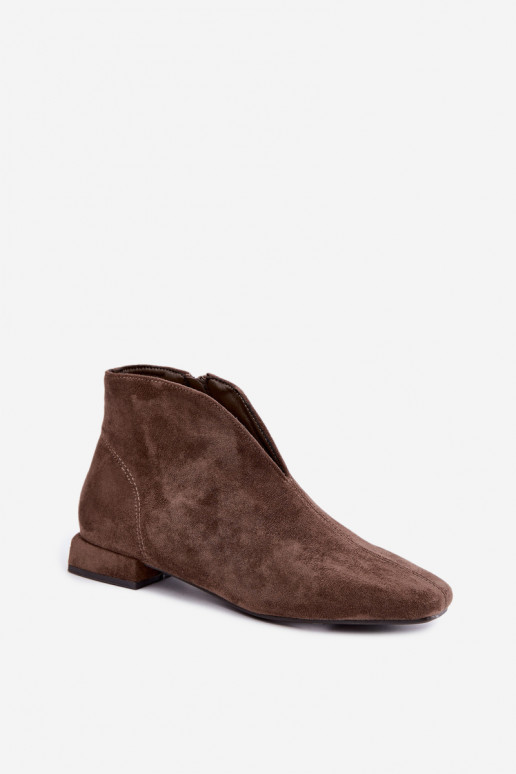 Stivaletti khaki bassi Cut Out con tacchi larghi Canella
