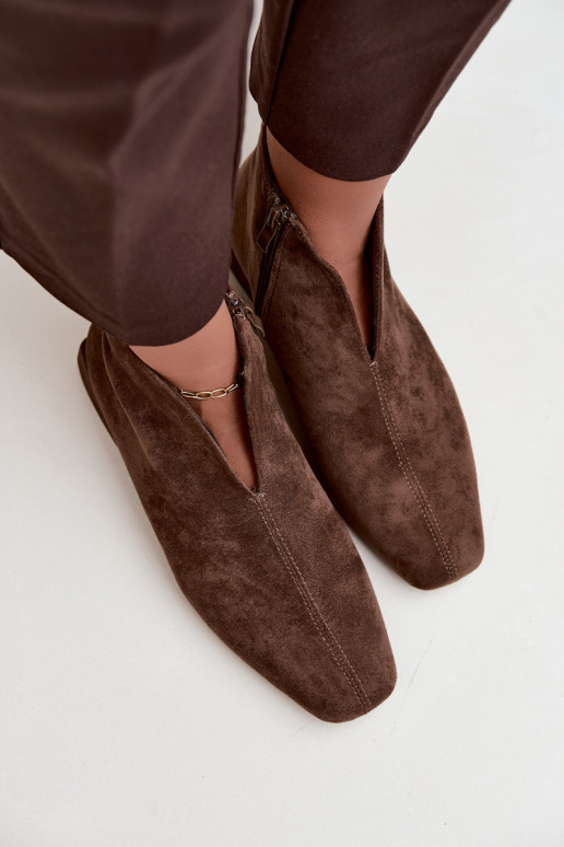 Stivaletti khaki bassi Cut Out con tacchi larghi Canella