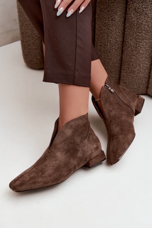 Stivaletti khaki bassi Cut Out con tacchi larghi Canella